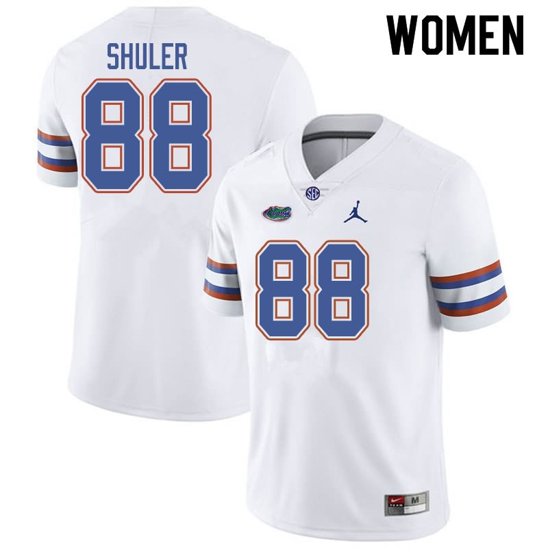 Women's NCAA Florida Gators Adam Shuler #88 Stitched Authentic Jordan Brand White College Football Jersey DWQ1865QM